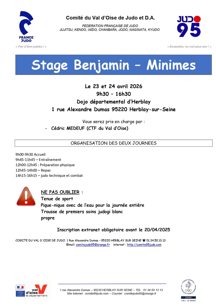Stages départemental benjamins-minimes