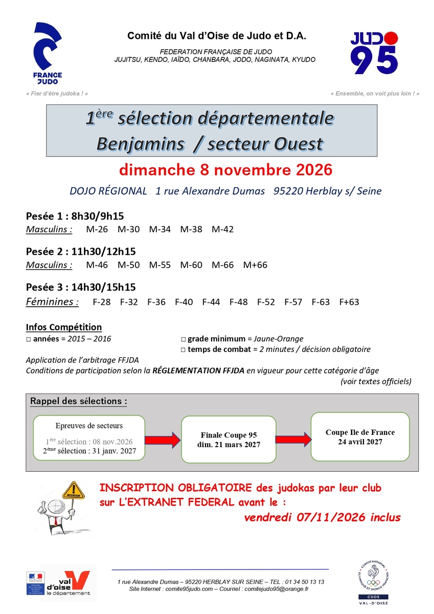 Sélection 1 benjamins : Secteur ouest