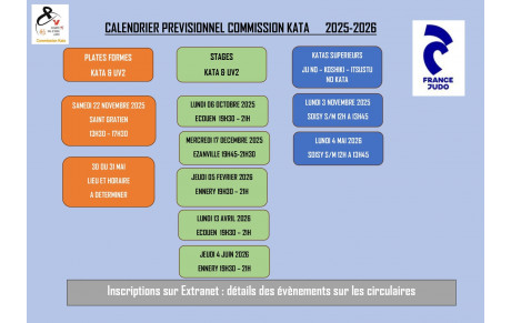 Calendrier Commission kata et kata sportif